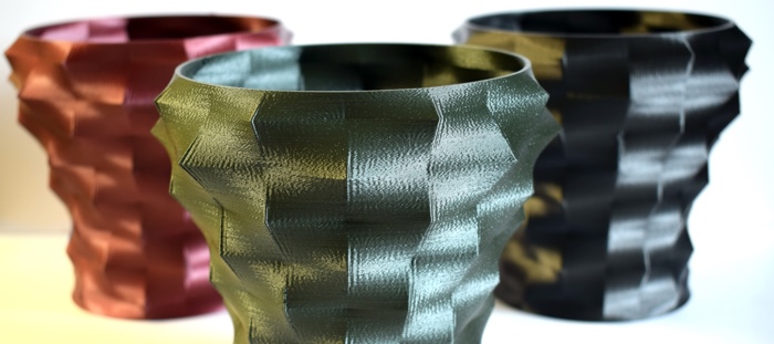filamenti 3D con aspetto metallico